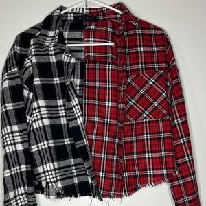 Faded Rose Split Pattern Crop Flannel